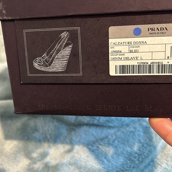 PRADA Denim Espadrille Italian Wedge Slingback Sandals-sz 39.5 (8.5-9 runs small - Picture 13 of 14
